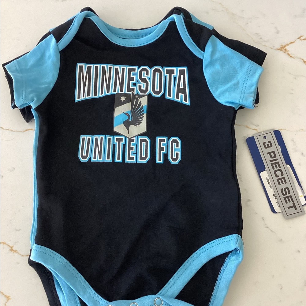 Minnesota United FC Kids One Piece - Black and Blue and white